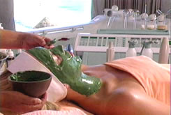 Mask applied for facial treatment